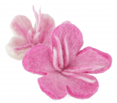 Hair tie `Felt flower`, hand-felted flower hair ornament - white/pink 8 cm
