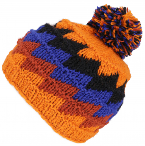 Beanie hat, bobble hat from Nepal, winter hat - model 7
