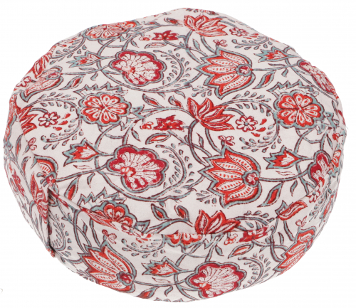 Indian meditation cushion with spelt filling, yoga cushion, yoga cushion, block print seat cushion, floor cushion - red/white - 10x30x30 cm  30 cm