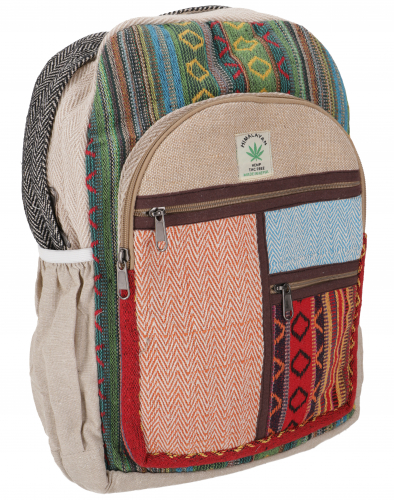 Ethno hemp backpack - colorful - 40x30x20 cm 