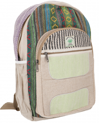 Ethno hemp backpack - green - 40x30x20 cm 