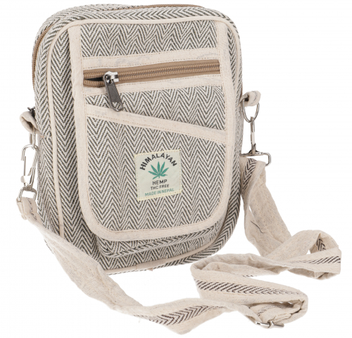 Natural shoulder bag made from hemp and cotton, boho ethnic bag, camera bag - 4 - 20x16x8 cm 