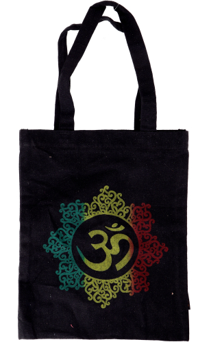 Mandala tote bag made of sturdy cotton canvas, sustainable bag with handmade print and zipper - model 2 - 40x35x8 cm 