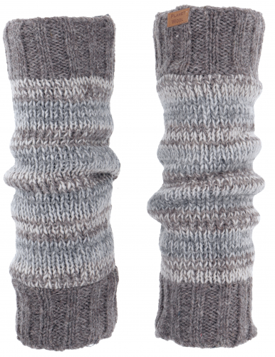 Wollstulpen aus Nepal, Beinstulpen aus Schurwolle Ton in Ton - grau