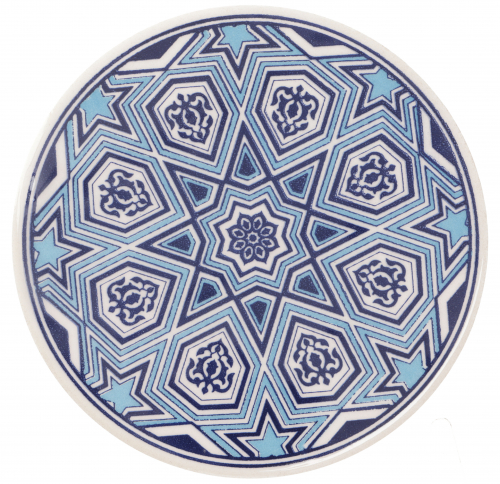 Oriental ceramic coaster, round coaster with mandala motif - pattern 14 - 1x16x16 cm  16 cm