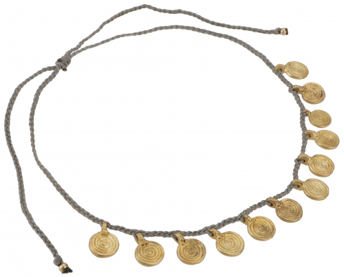 Macram necklace costume jewelry, boho headdress tiara - grey - 75 cm