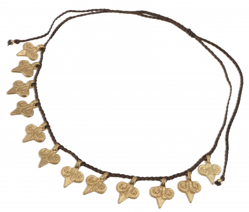 Macram necklace costume jewelry, boho headdress tiara - brown - 75 cm
