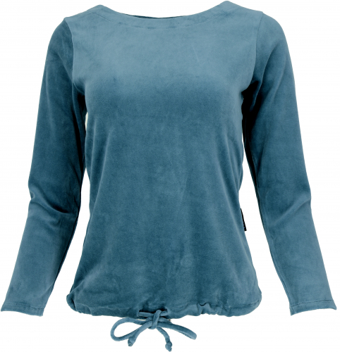 Nicki sweater, soft velvet shirt, long-sleeved shirt - blue