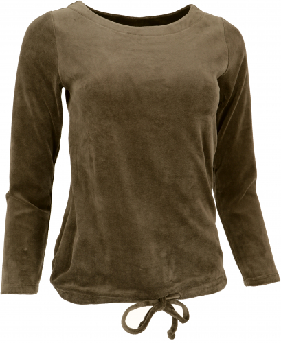 Nicki sweater, soft velvet shirt, long-sleeved shirt - umbra