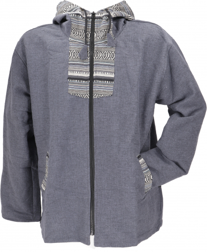 Goa jacket, unisex ethno hooded jacket, ethno jacket, Nepal jacket - blue-grey