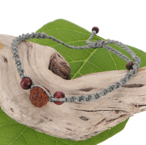 Ethno bead bracelet, anklet, macram bracelet - gray