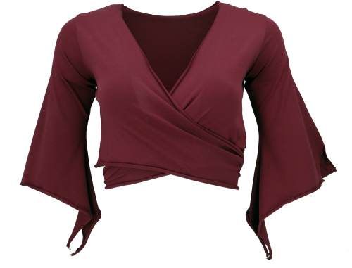 Elf top made from organic cotton, goa chic top, yoga wrap top - wine red