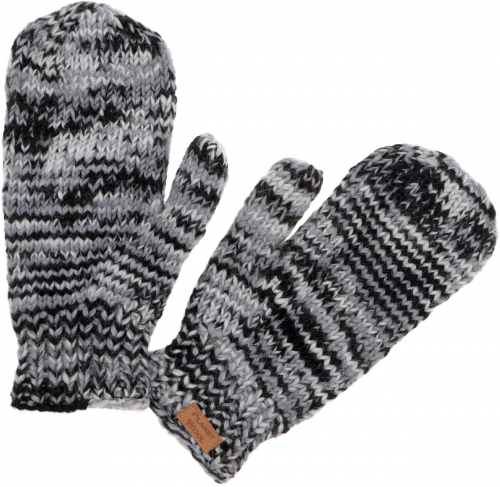 Hand-knitted mittens, wool gloves, mittens, mitts - gray mottled