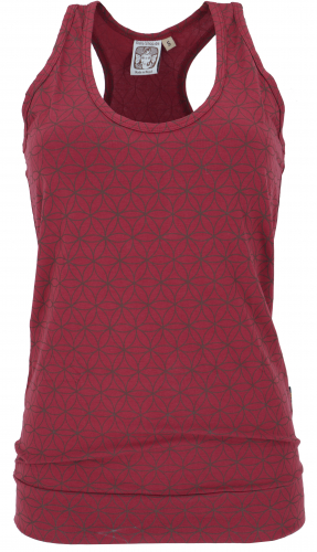 Tank top, Flower of Life yoga top made from organic cotton - red