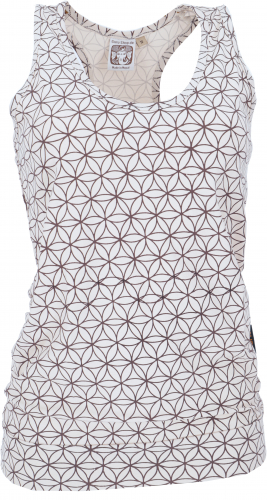 Tank top, Flower of Life yoga top made from organic cotton - sand