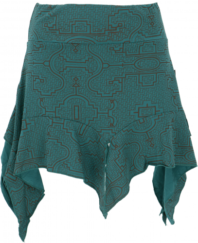 Mini skirt, Zig/Zag Zipfel skirt, fairy skirt organic cotton - petrol