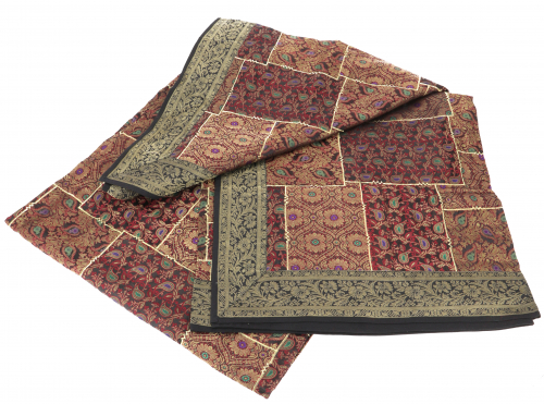 Oriental patchwork brocade blanket, Indian bedspread - black - 220x270x0,5 cm 
