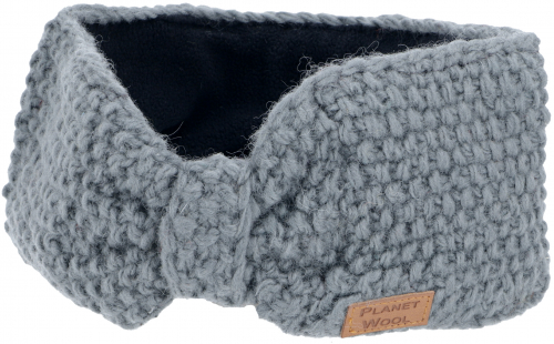 Wool knit headband with knot, knitted ear warmer - dove blue