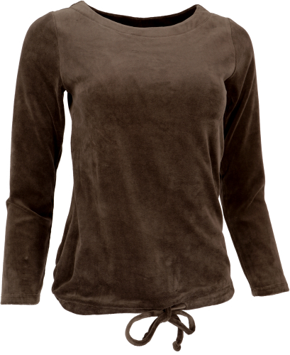 Nicki sweater, soft velvet shirt, long-sleeved shirt - chocolate brown