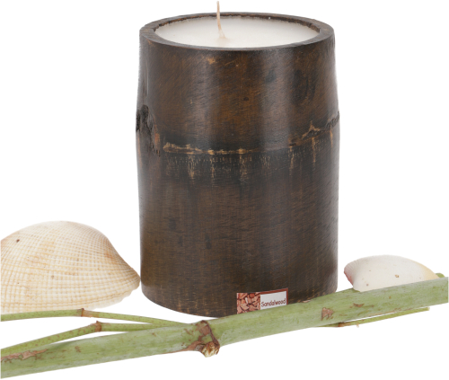 Exotic Thai scented candle bamboo - 10 cm brown