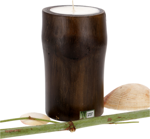 Exotic Thai scented candle bamboo - 13 cm brown