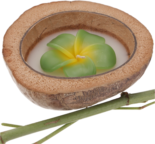 Exotic scented candle coconut 15 cm with flower candle - coconut frangipani