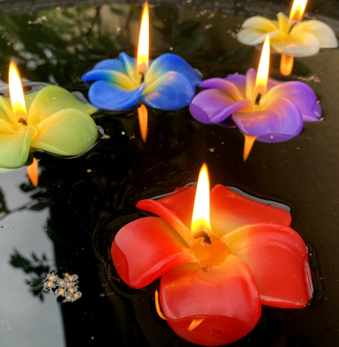 5 pieces exotic blossom scented candle Frangipani, floating candle set - mix - 3,5x8x8 cm  8 cm