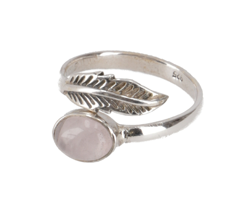 Filigree silver ring with gemstone, Indian silver ring - rose quartz