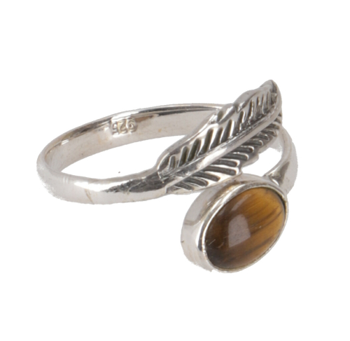 Filigree silver ring with gemstone, Indian silver ring - tiger`s eye