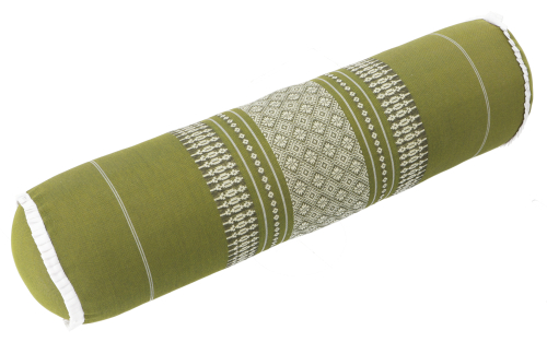 Neck roll with kapok filling, neck support, yoga roll - green/white - 15x15x52 cm  15 cm