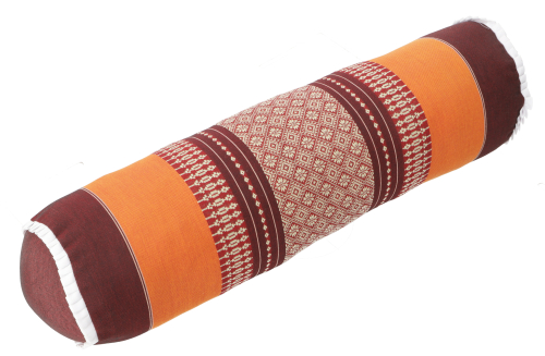 Neck roll with kapok filling, neck support, yoga roll - orange/bordeaux - 15x15x52 cm  15 cm