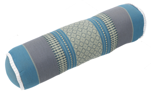 Neck roll with kapok filling, neck support, yoga roll - blue/gray - 15x15x52 cm  15 cm