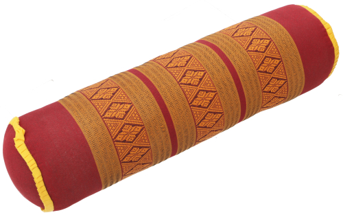 Nackenrolle mit Fllung aus Kapok, Nackensttze, Yogarolle - rot/gelb - 15x15x52 cm  15 cm