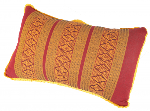 Decorative cushion, meditation support cushion, neck cushion, Thai cushion kapok - red/orange - 28x44x15 cm 