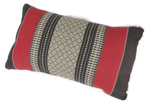 Decorative cushion, meditation support cushion, neck cushion, Thai cushion kapok - black/red - 28x44x15 cm 