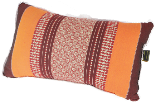 Decorative cushion, meditation support cushion, neck cushion, Thai cushion kapok - orange/bordeaux - 28x44x15 cm 
