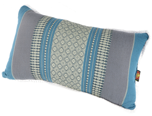 Decorative pillow, meditation support pillow, neck pillow, Thai pillow kapok - blue/gray - 28x44x15 cm 
