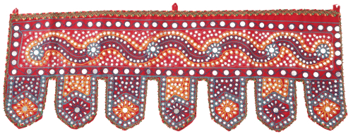 Indian wall hanging, oriental pennant with sequins, door hanging - red/1 - 30x85x0,2 cm 