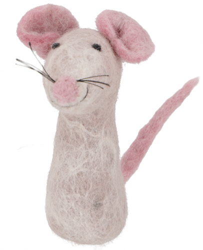 Handmade felt finger puppet - little mouse - 9x4x3 cm 