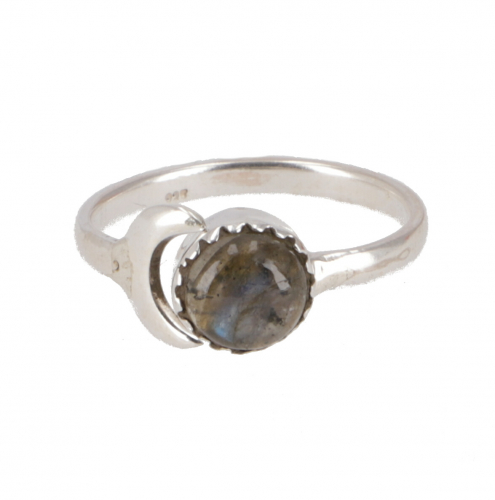 Filigree silver ring with gemstone, sun/moon ring, Indian silver ring - labradorite
