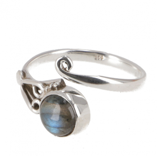 Filigree silver ring with gemstone, sun/moon ring, Indian silver ring - labradorite