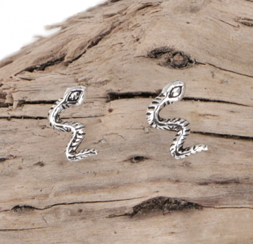 Silver stud earrings, children`s earrings - Cobra 2 - 0,8x1 cm