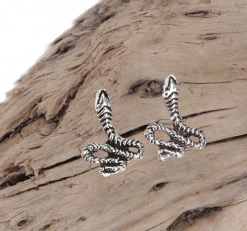 Silver stud earrings, children`s earrings - Cobra1 - 1 cm