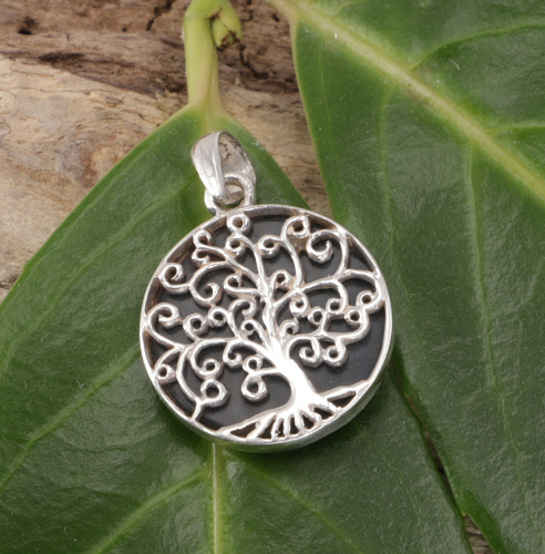 Silver pendant tree of life, tree of life talisman, double-sided silver pendant - onyx - 2,5x0,3 cm 2 cm