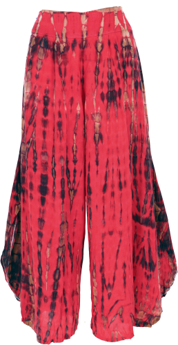 Boho batik culottes, wide summer pants - red