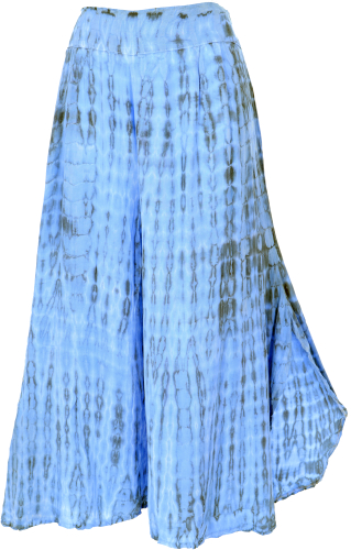 Boho batik culottes, wide summer pants - light blue