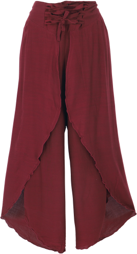 Palazzo pants, boho culottes, summer pants - wine red