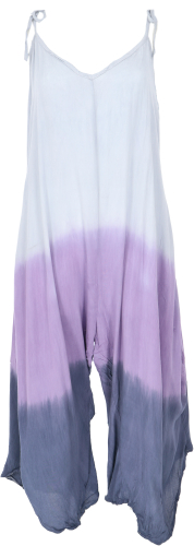 Batik jumpsuit, summer jumpsuit, trouser dress - gray/blue/purple
