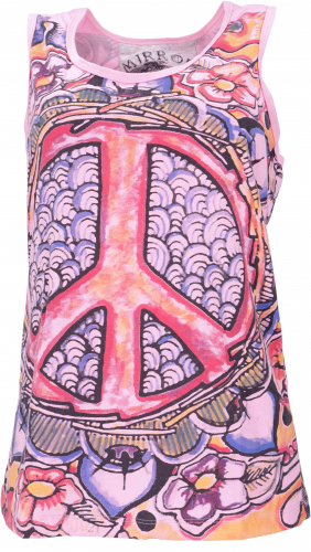 Mirror Tank Top, Yoga Top - Peace/pink