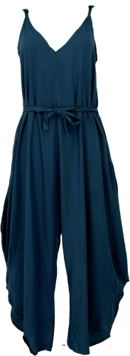 Plain-colored jumpsuit, summer jumpsuit, trouser dress - dark blue